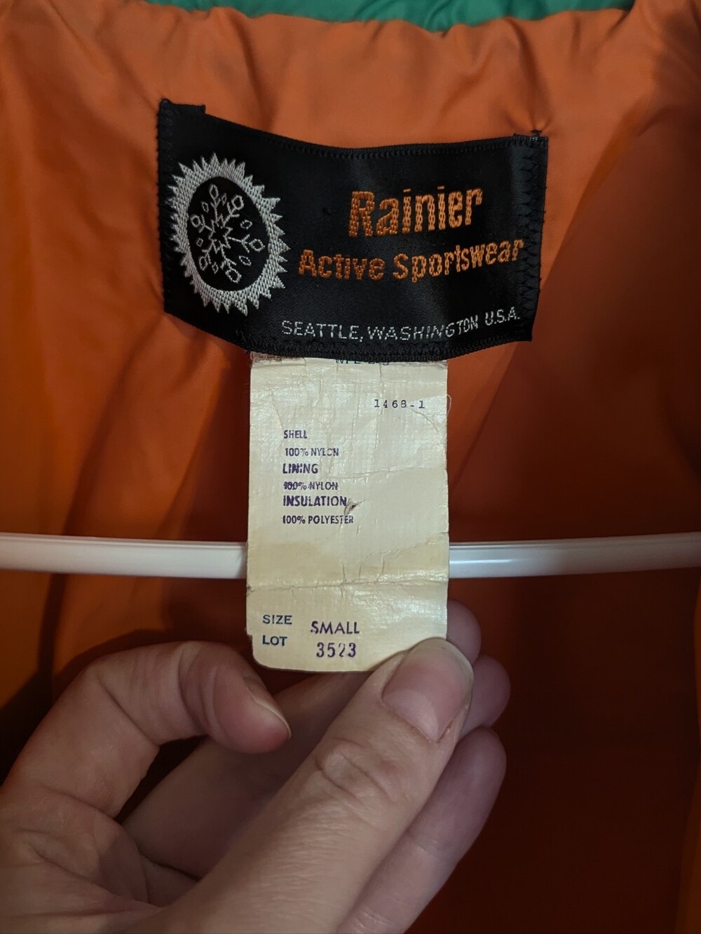 Rainier Vintage 80s Color Block Cropped Ski Jacket - Bright Orange Green sz S - Picture 3 of 7